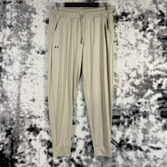 Under Armour Joggers Womens Size Large Beige HeatGear Training‎ Gym Casual - Picture 1 of 14